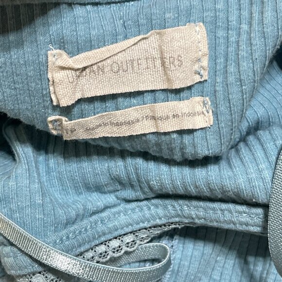 Urban Outfitters Y2K Mini Slip Dress Roxanne Ribbed XS Blue Stretch - Picture 5 of 9